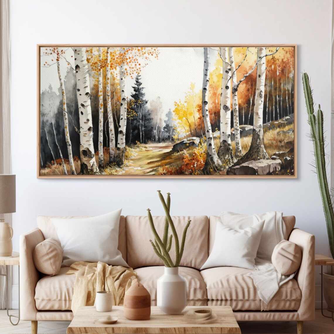 Watercolor Birch Trees, Yellow Birch Forest Art Print - Image 3