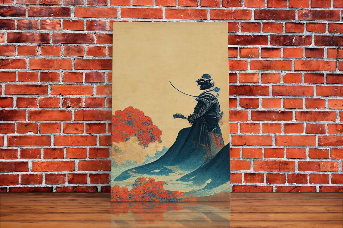 Samurai and Japanese Maple Tree Portrait Art Print - Image 4
