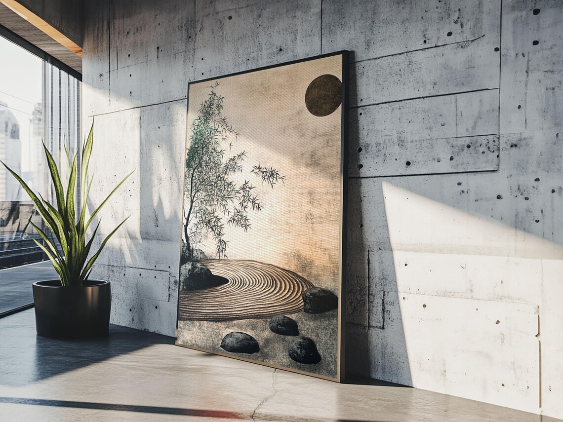 Zen Bamboo Garden Art Print, Minimalist Wabi Sabi - Image 3