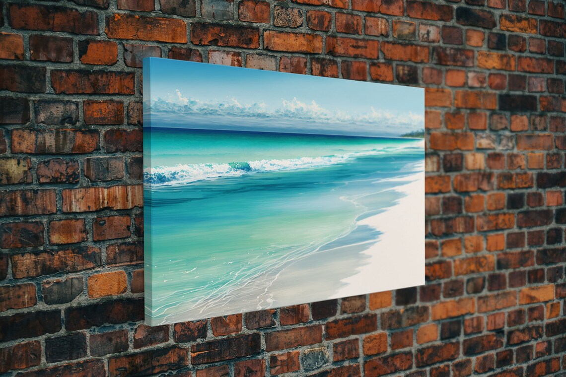 Serene Turquoise Ocean White Sand Gentle Waves Calm Beach Art Poster
