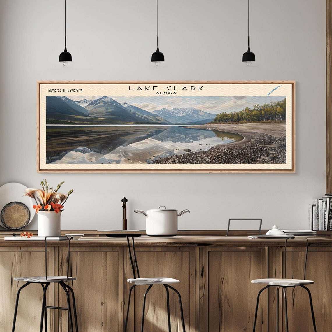 Lake Clark Alaska Snowcapped Mountain Reflection Travel Poster - Image 4