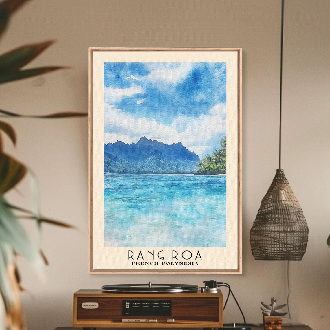 Rangiroa French Polynesia Turquoise Lagoon Peaks Travel Poster - Image 3