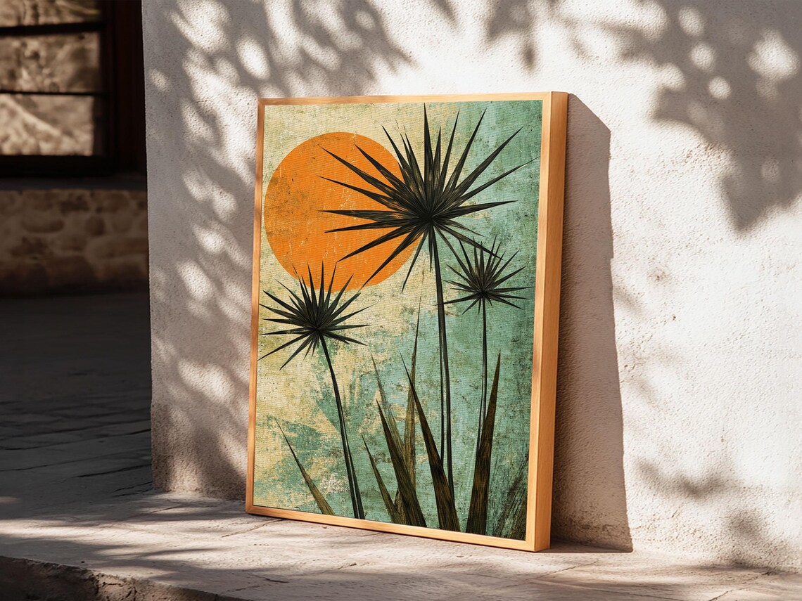 Abstract Palm Trees At Sunset, MCM Style - Image 2
