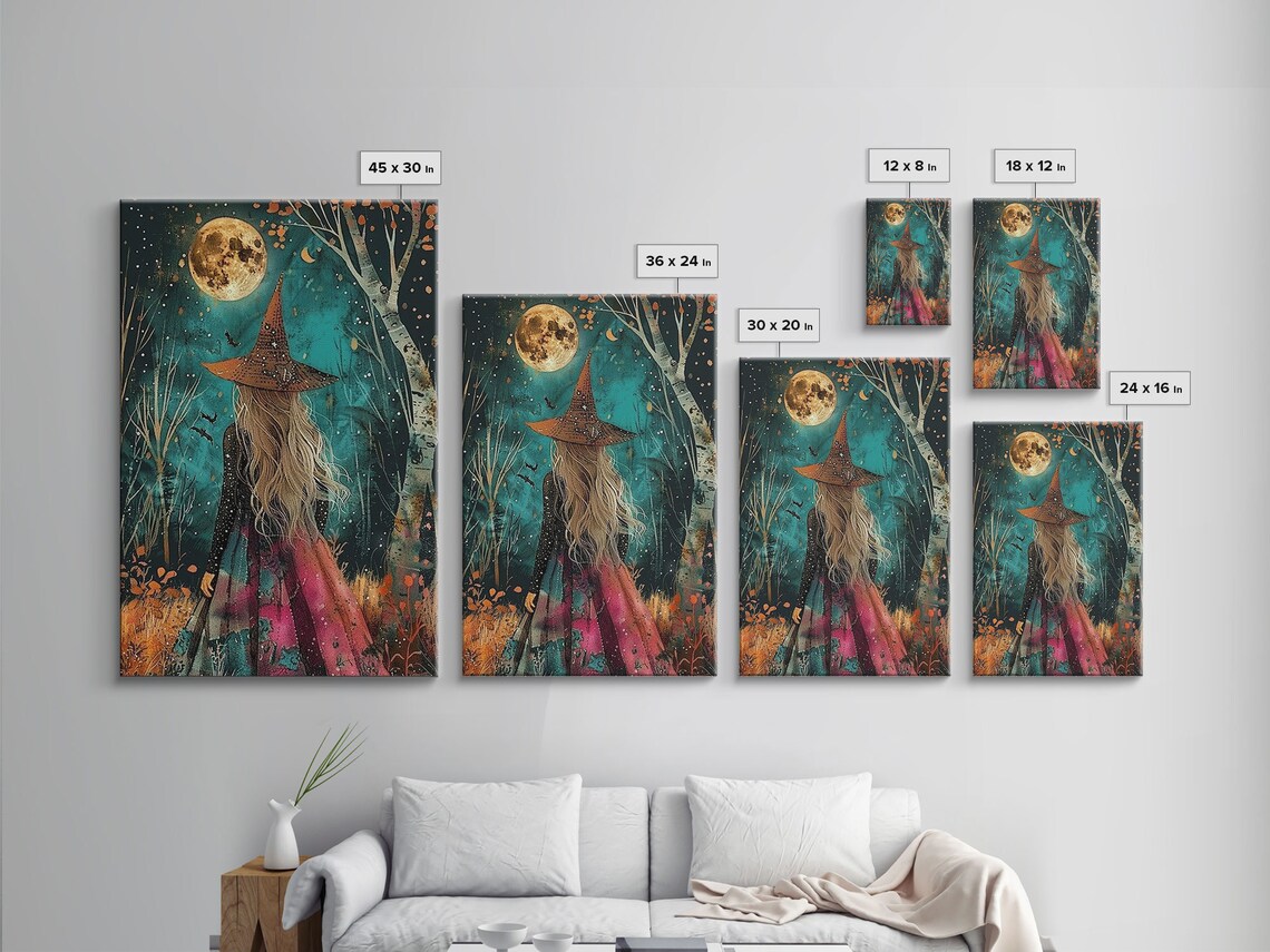 Wild Flower Springtime Witch, Boho Halloween Art - Image 2