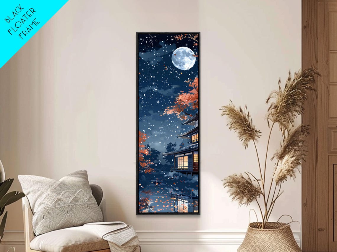 Starry Night Traditional Japanese Home Moonlit Sky Art Print - Image 5