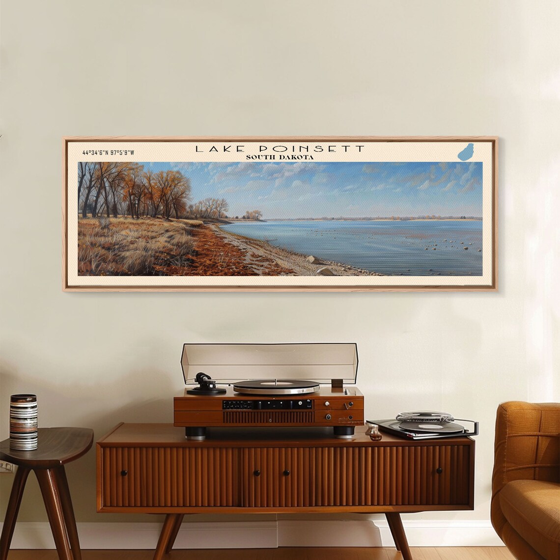 Lake Poinsett South Dakota Framed Print Lake House Decor Panoramic Wall Art Travel Poster Scenic Landscape Painting Cottage Art - Image 5