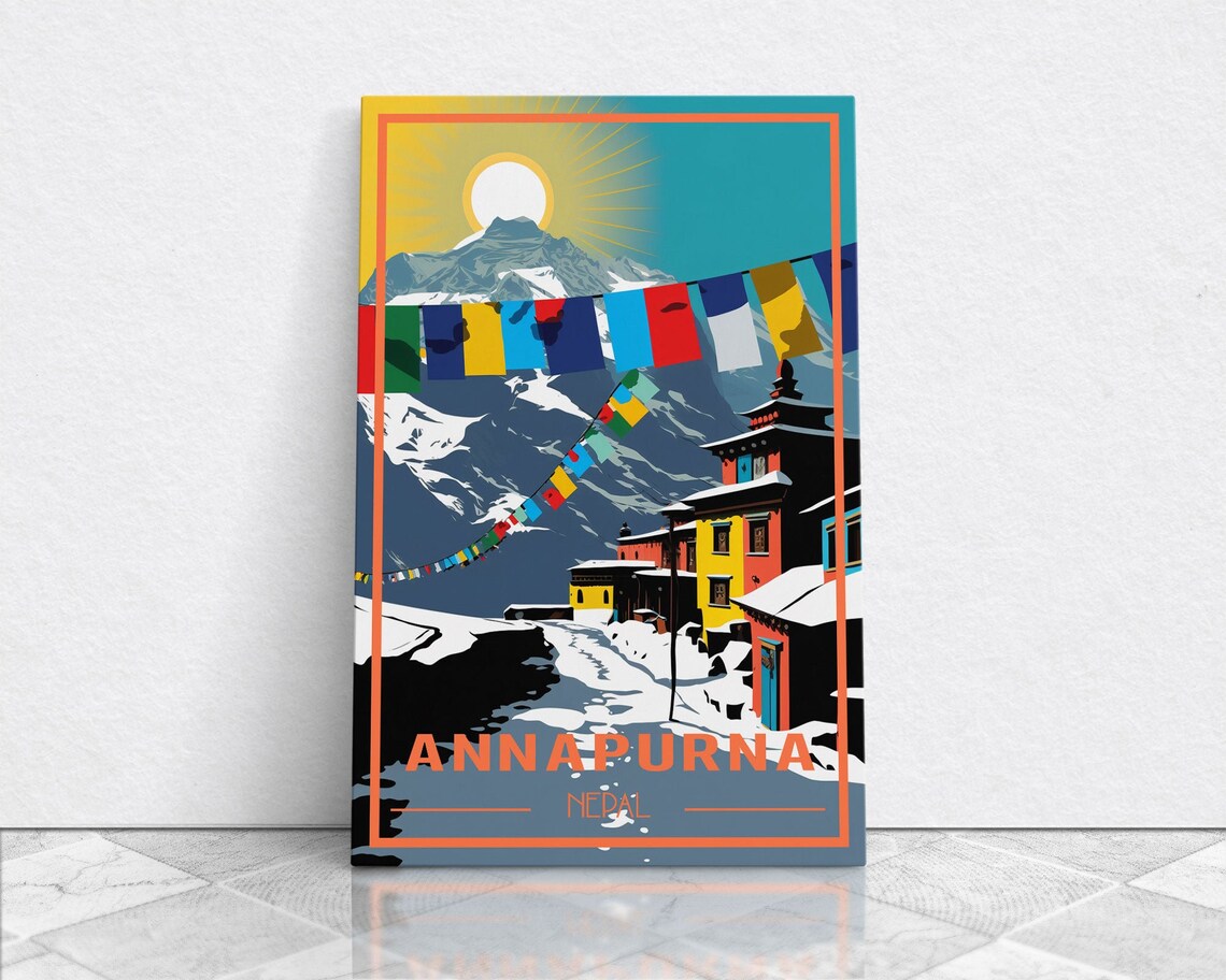 Nepal Poster Annapurna Wall Art Asian Art Print Travel Wall Print Travel Poster Travel Artwork Travel Wall Art Wall Print - Image 6