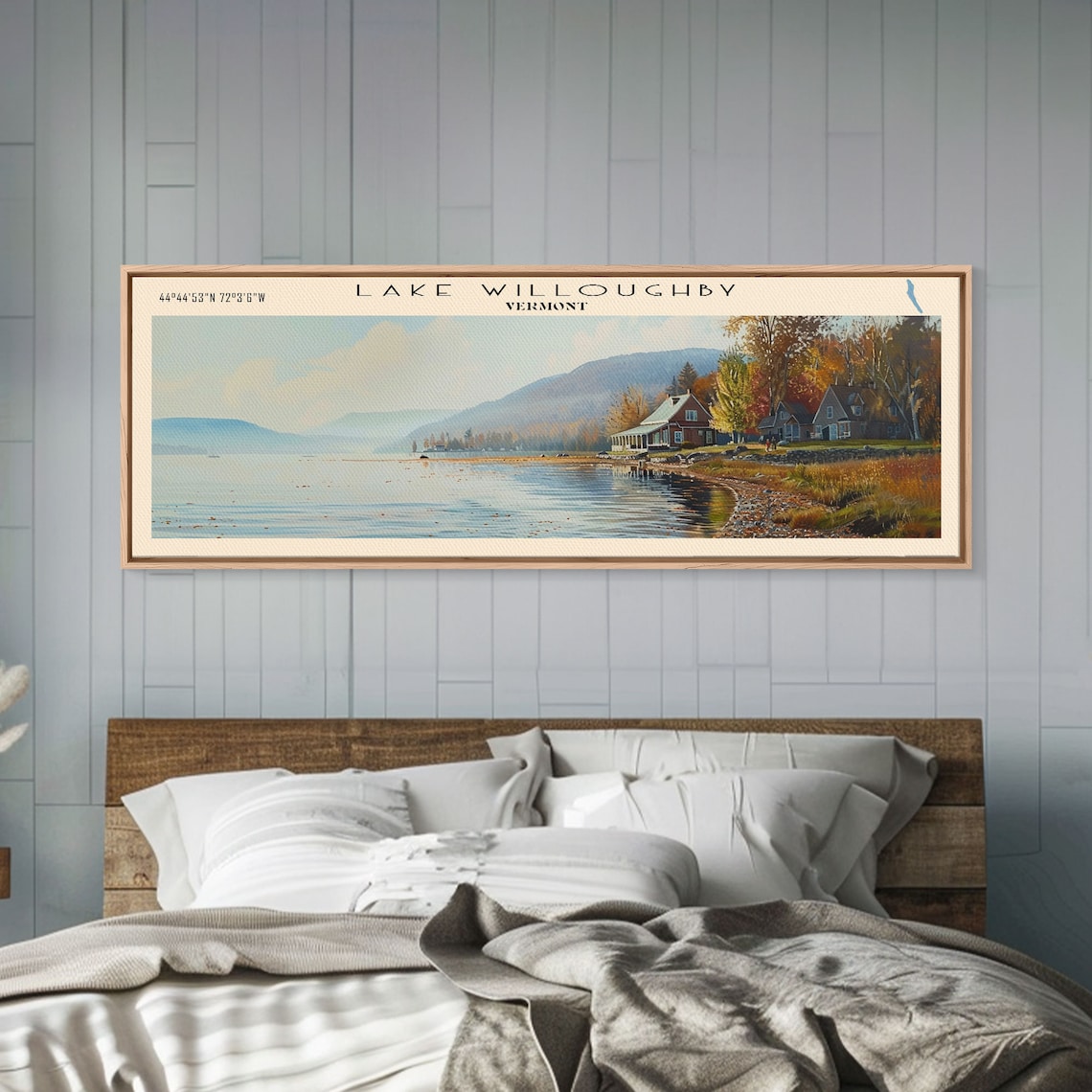 Lake Willoughby Vermont Autumn Lakeside Cottages Mountain Lake Poster - Image 2