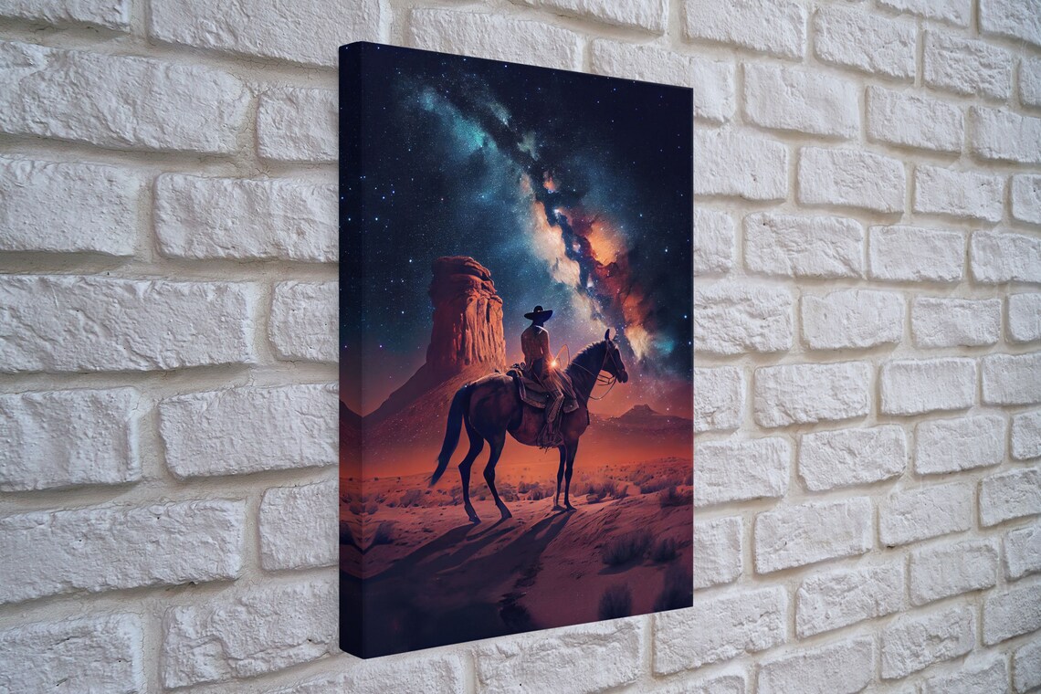 Cowboy Contemplating The Stars, Western Art Print - Image 3