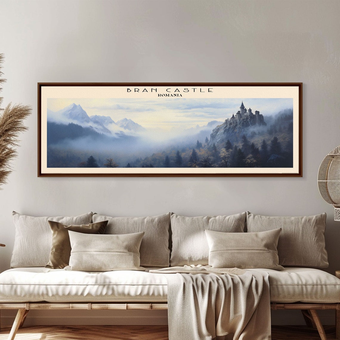 Bran Castle Romania Misty Carpathian Mountains Forest Panoramic Poster - Image 3