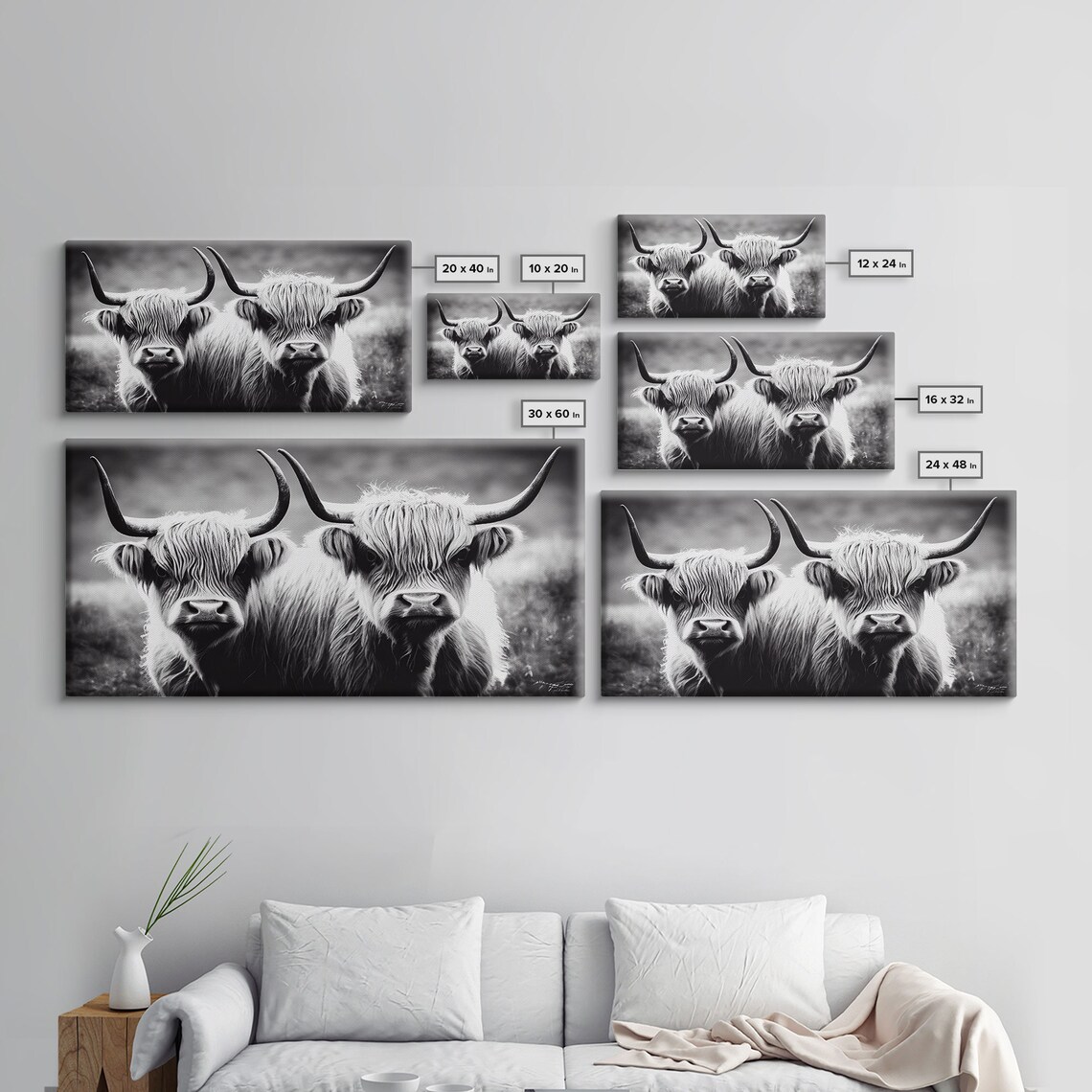 Highland Cow Farmhouse Living Room Art Print - Image 2
