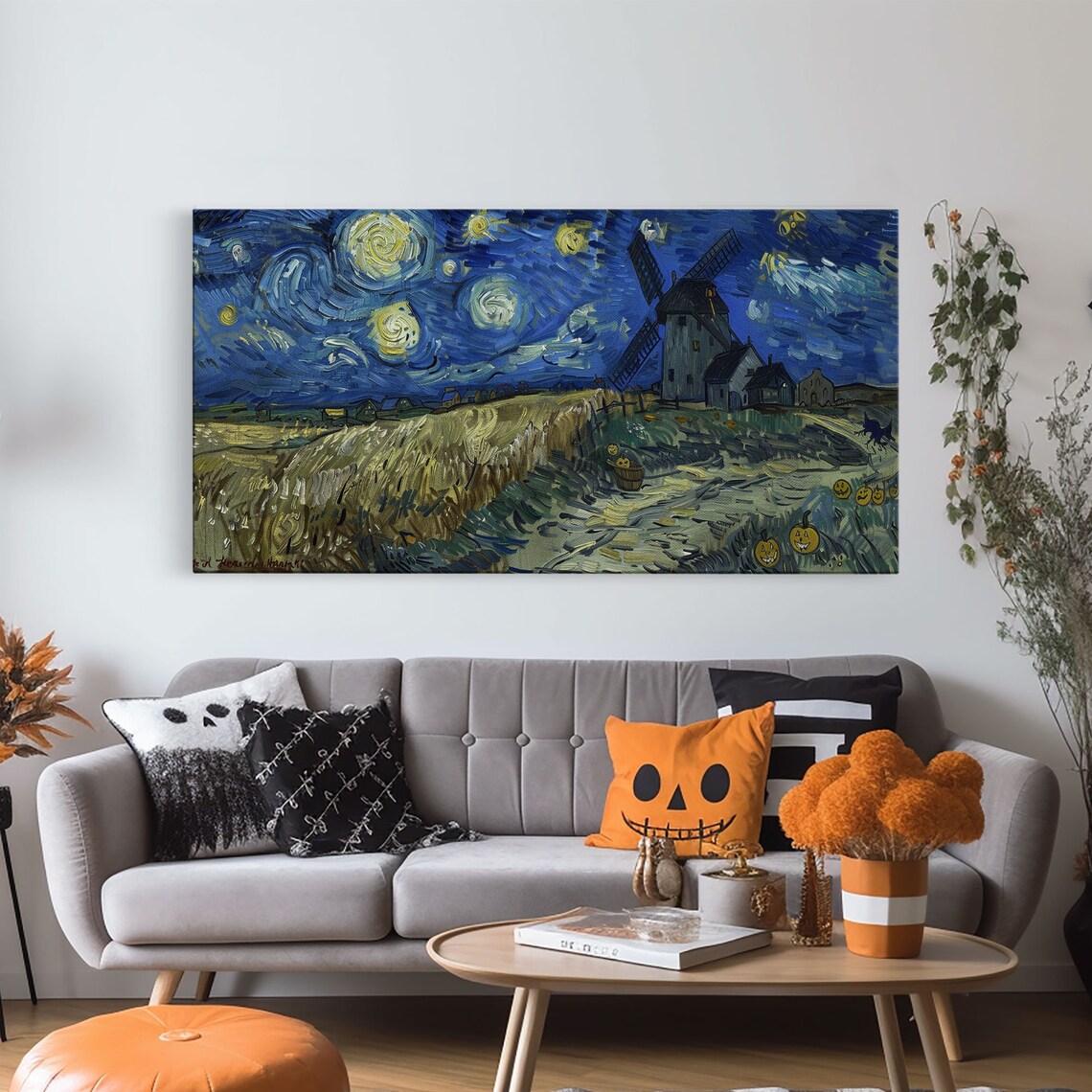 Starry Night Inspired Haunted Wind Mill, Spooky Halloween - Image 6