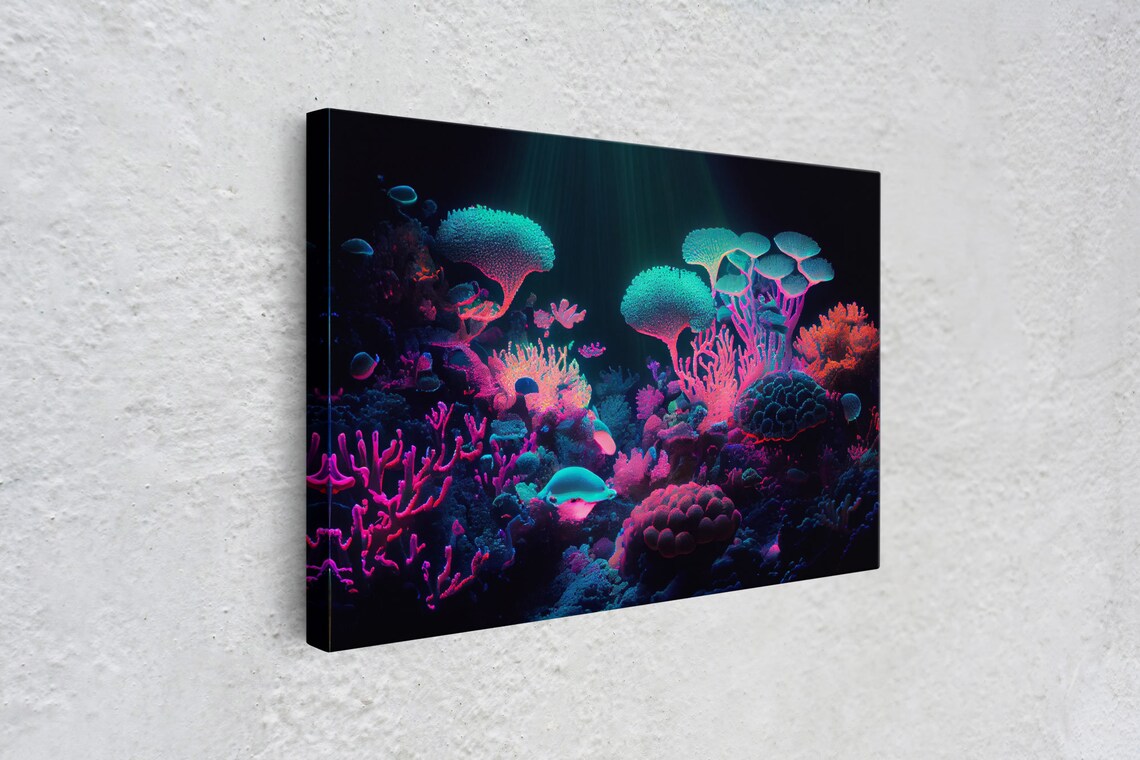 Coral Reef Synthwave Aesthetic Ocean Art Print - Image 4