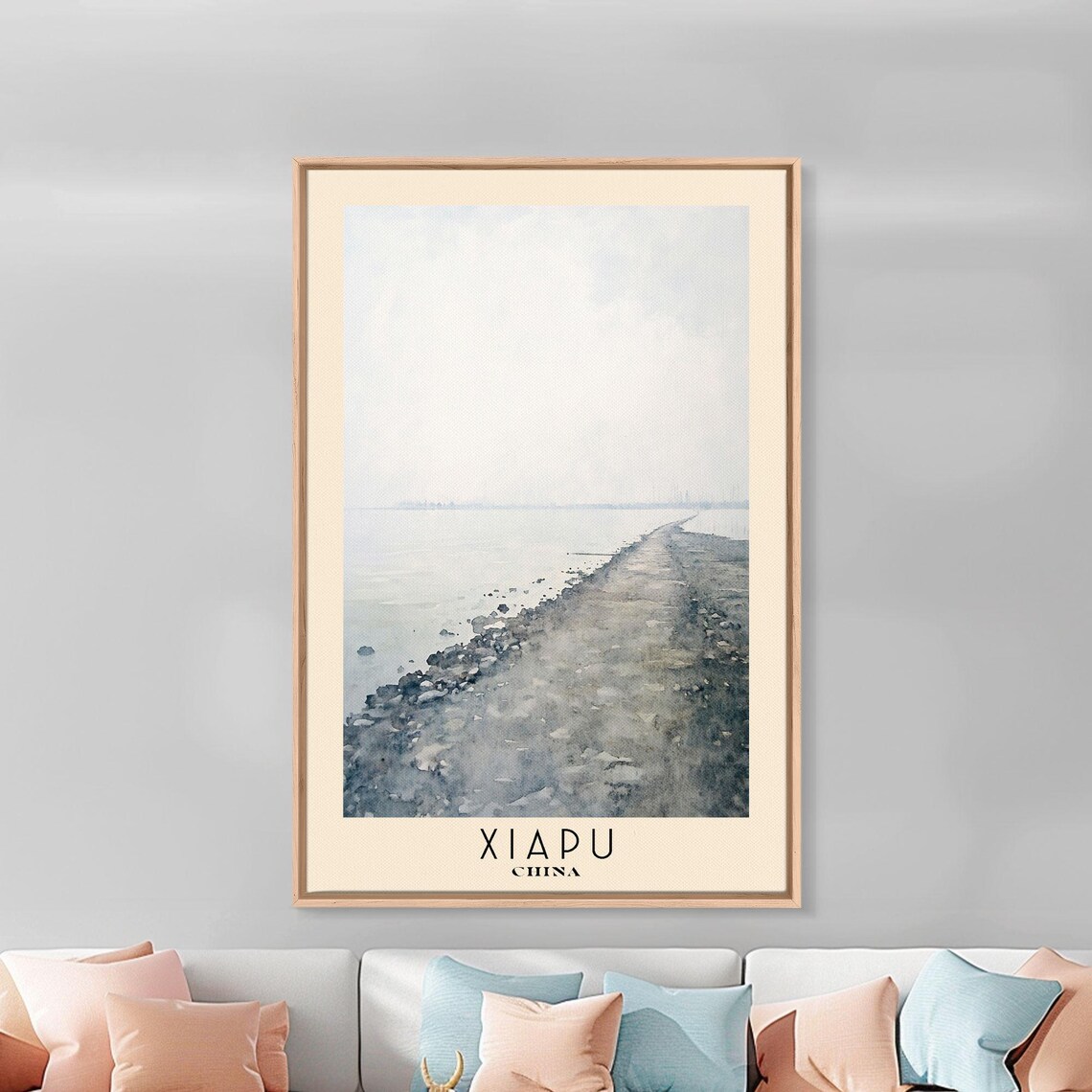 Xiapu China Misty Tidal Flat Serene Minimalist Watercolor Poster - Image 2