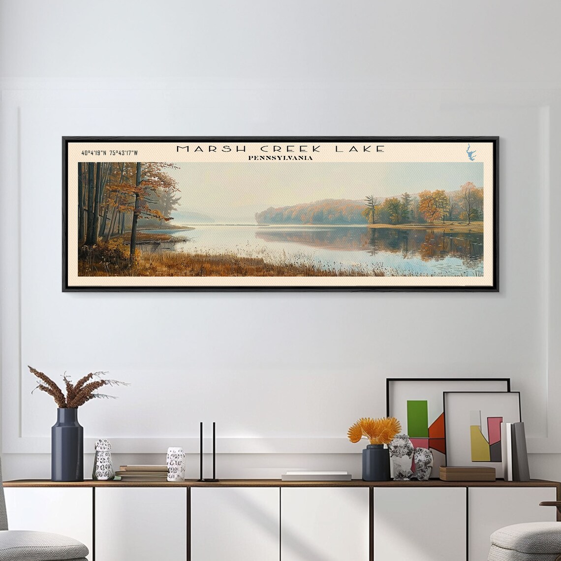 Marsh Creek Lake Pennsylvania Autumn Reeds Mirror Calm Lake Poster - Image 5