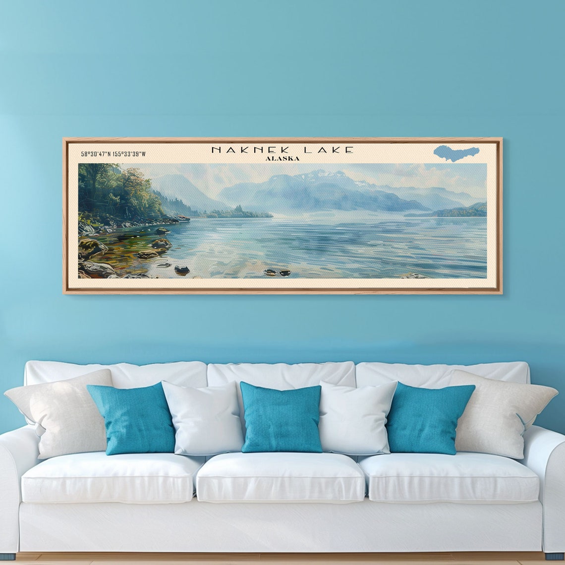 Naknek Lake Alaska Bright Blue Water Hazy Mountain Panorama Poster - Image 6
