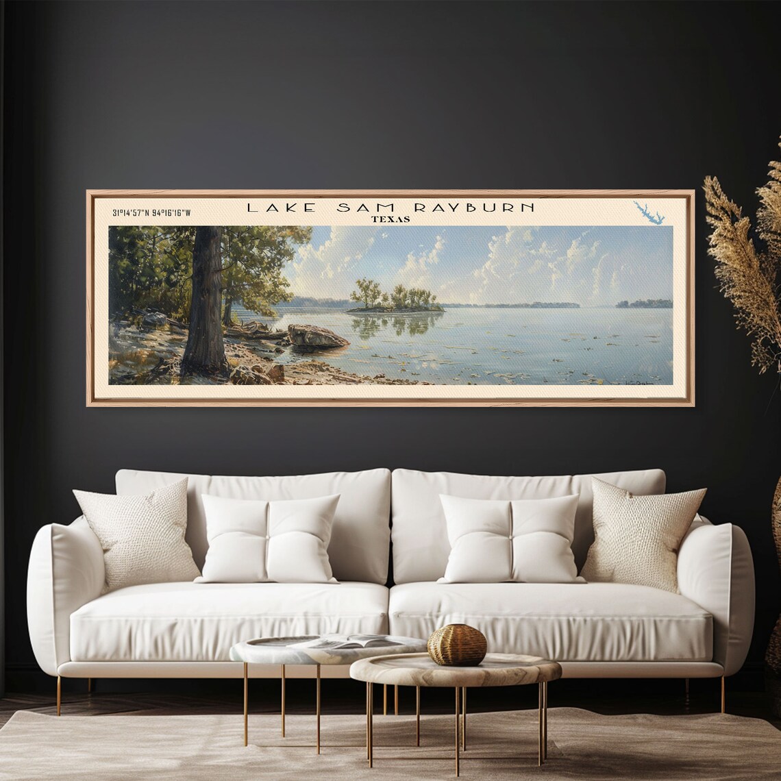 Lake Sam Rayburn Boho Travel Poster, Lake House Decor - Image 3