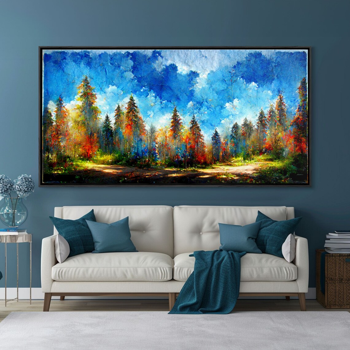 Forest Sunset Oil Painting Print, Autumn Trees - Image 3