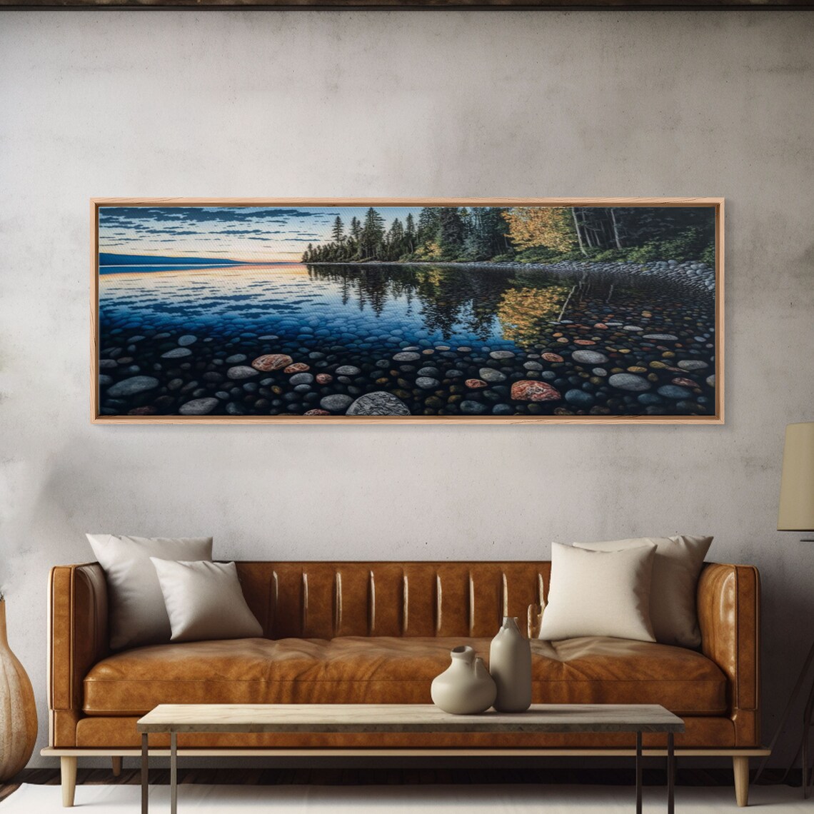 Pacific Northwest Stream Watercolor Panoramic Art Print