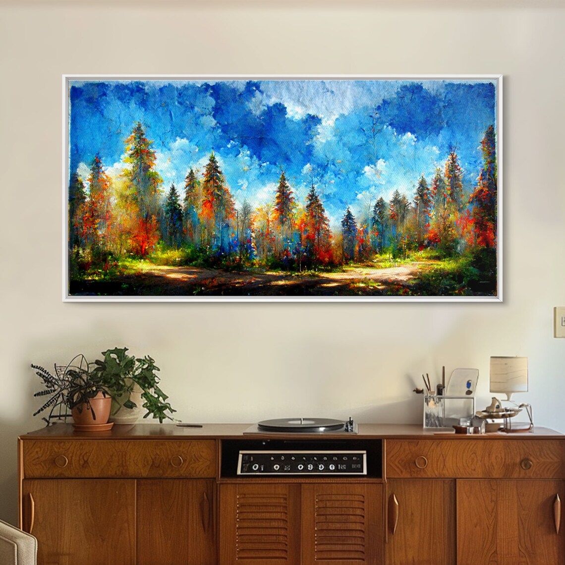 Forest Sunset Oil Painting Print, Autumn Trees - Image 5