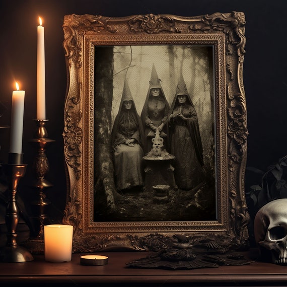The Coven Vintage Tintype Style Witches Art Print