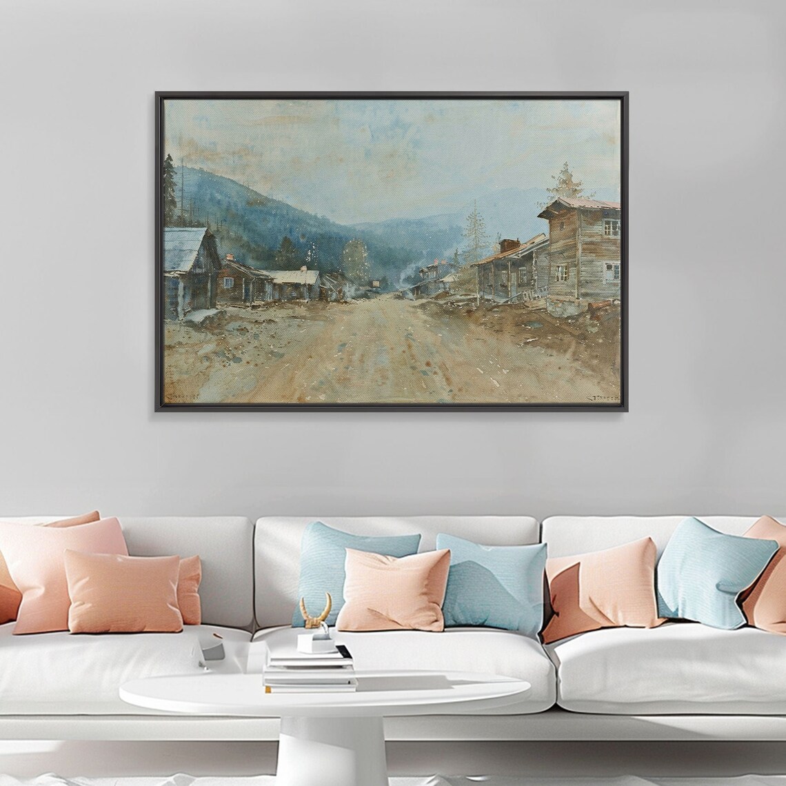 Old Wild West Boom Town Watercolor Mining Street Mountain Town Poster - Image 3
