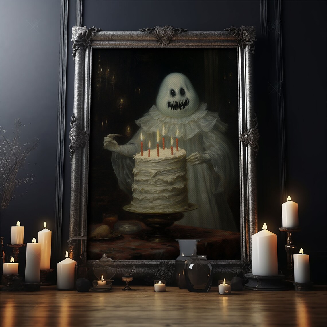 The Ghost And Cake Funny Halloween Poster Print - Image 4