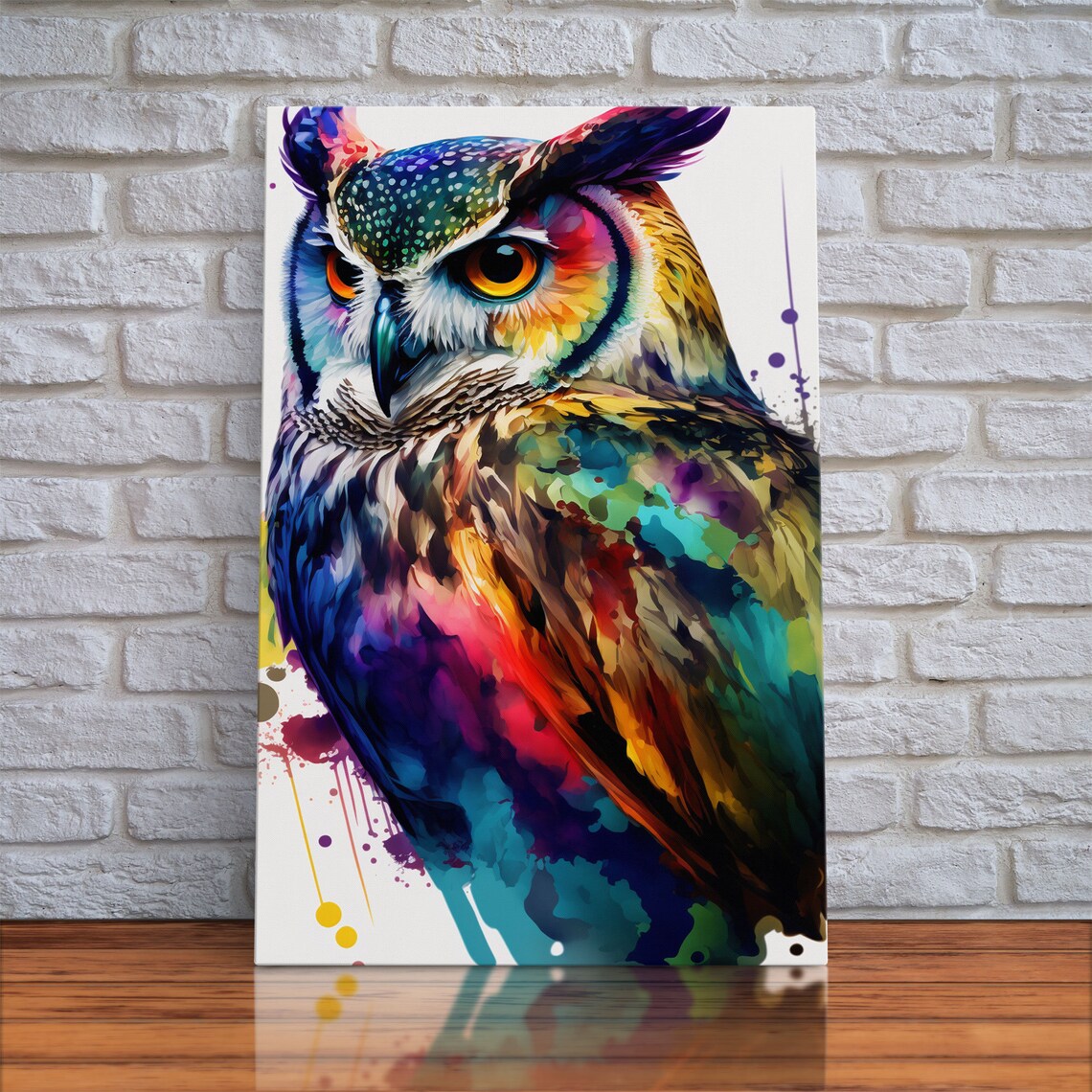 Watercolor Owl Painting Print, Pop Art Style - Image 5
