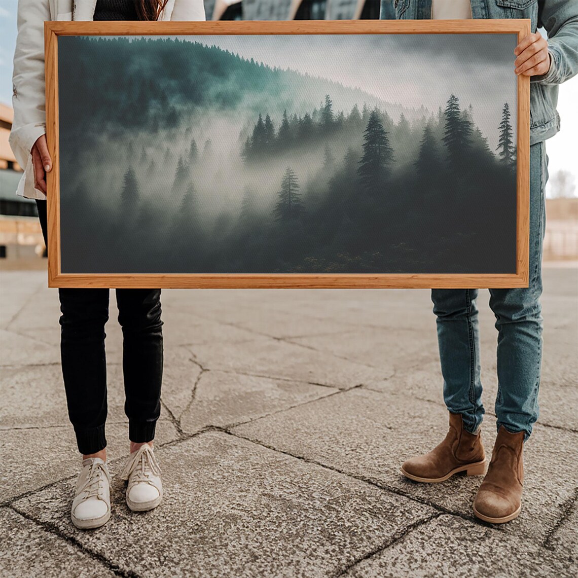 Misty Foggy Pine Forest Mountain Landscape Zen Calm Nature Travel Poster - Image 5