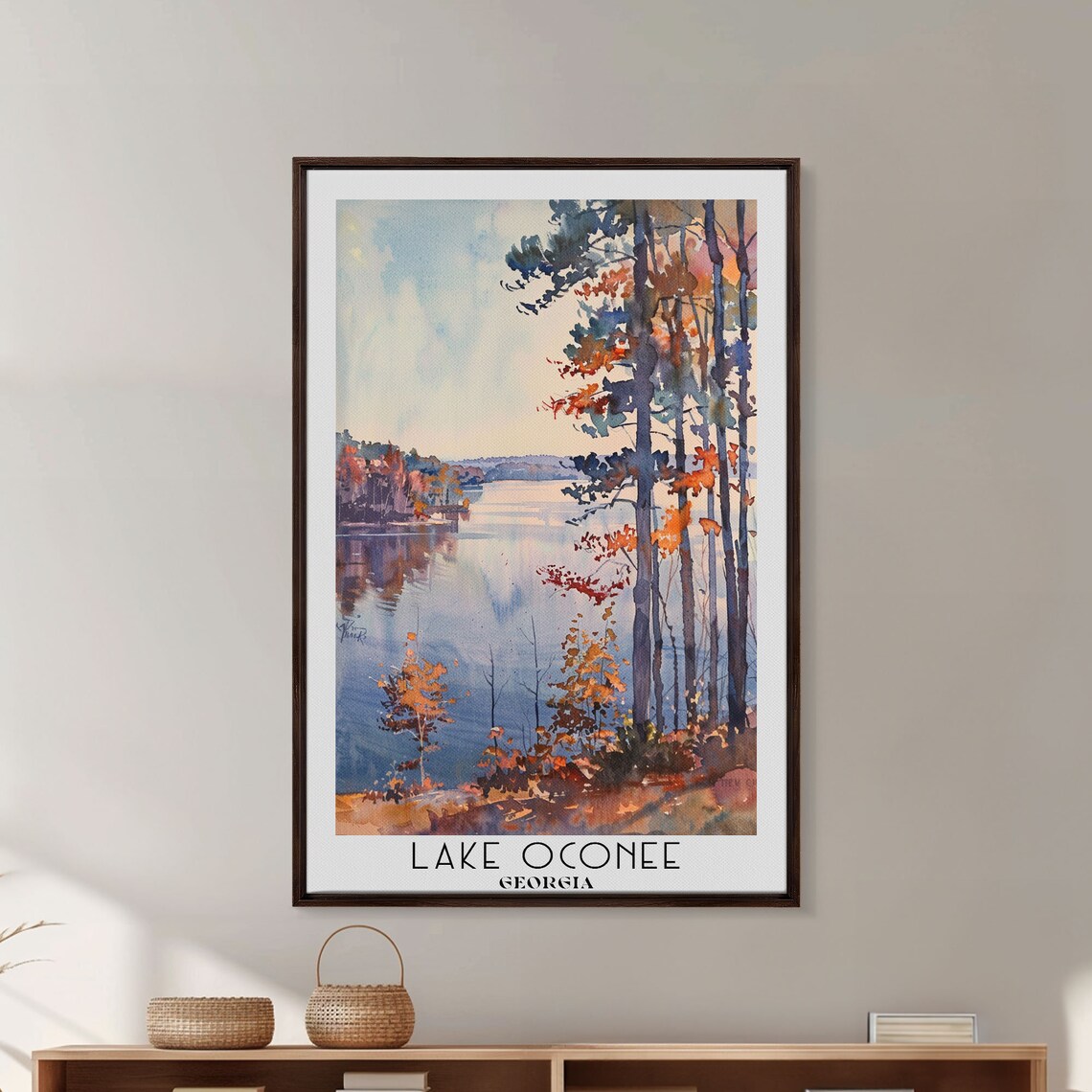 Lake Oconee Georgia Autumn Watercolor Lakeside Travel Poster - Image 4