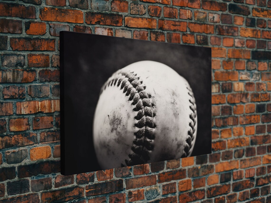 Baseball Close Up Black And White Vintage Sports Photography Poster - Image 4