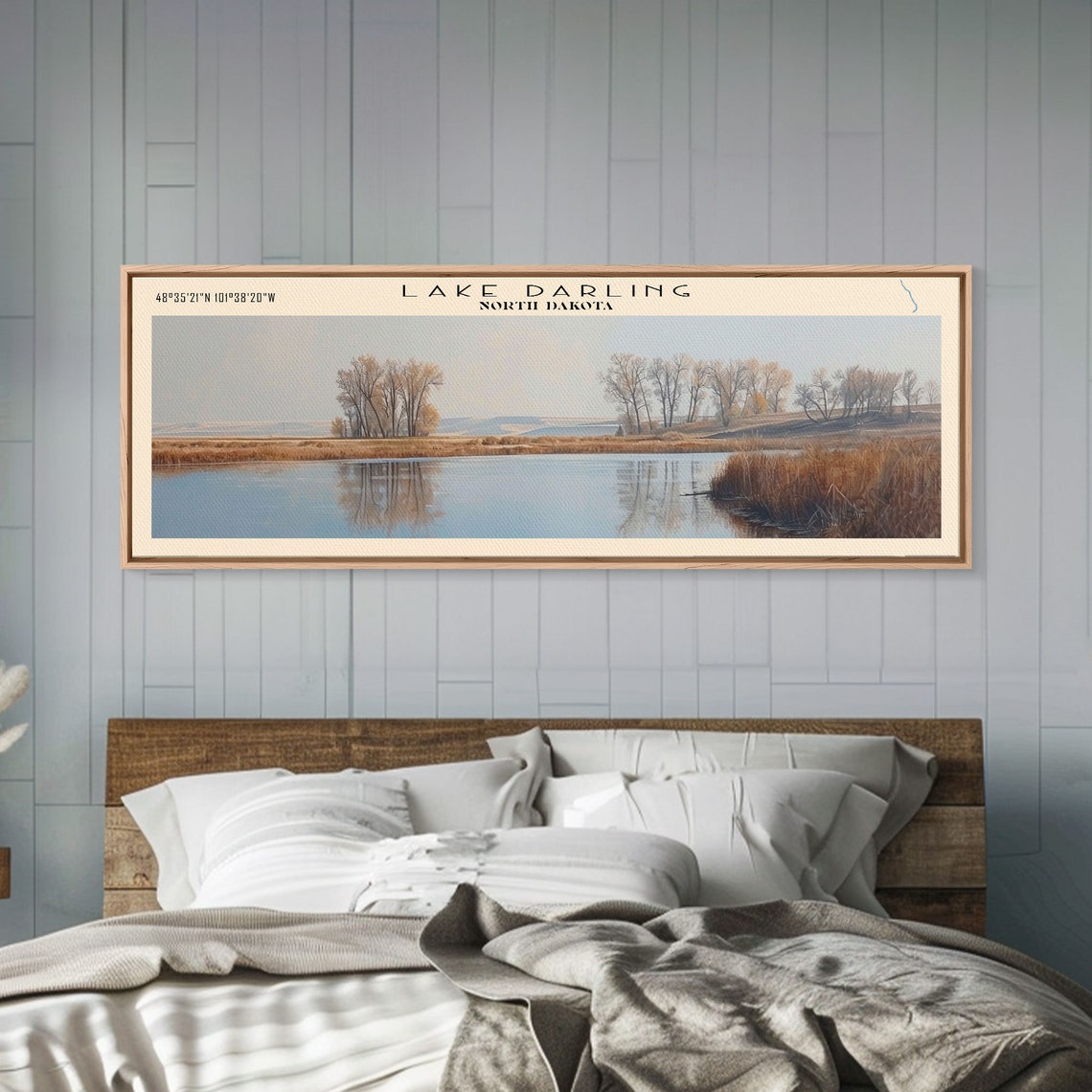 Lake Darling North Dakota Golden Reeds Mirror Reflection Travel Poster - Image 5