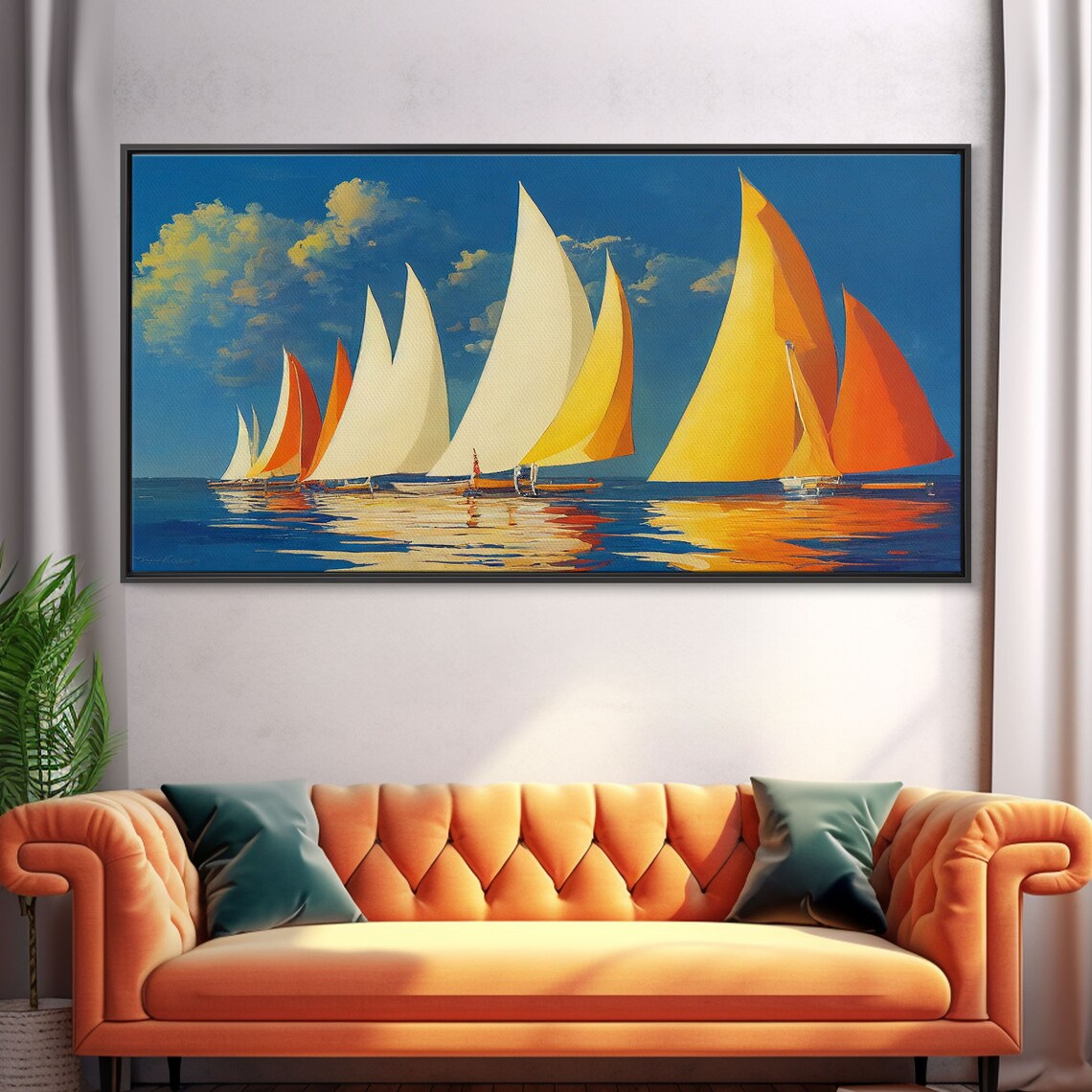 Art Deco Sailboats on the Open Sea Travel Poster - Image 5