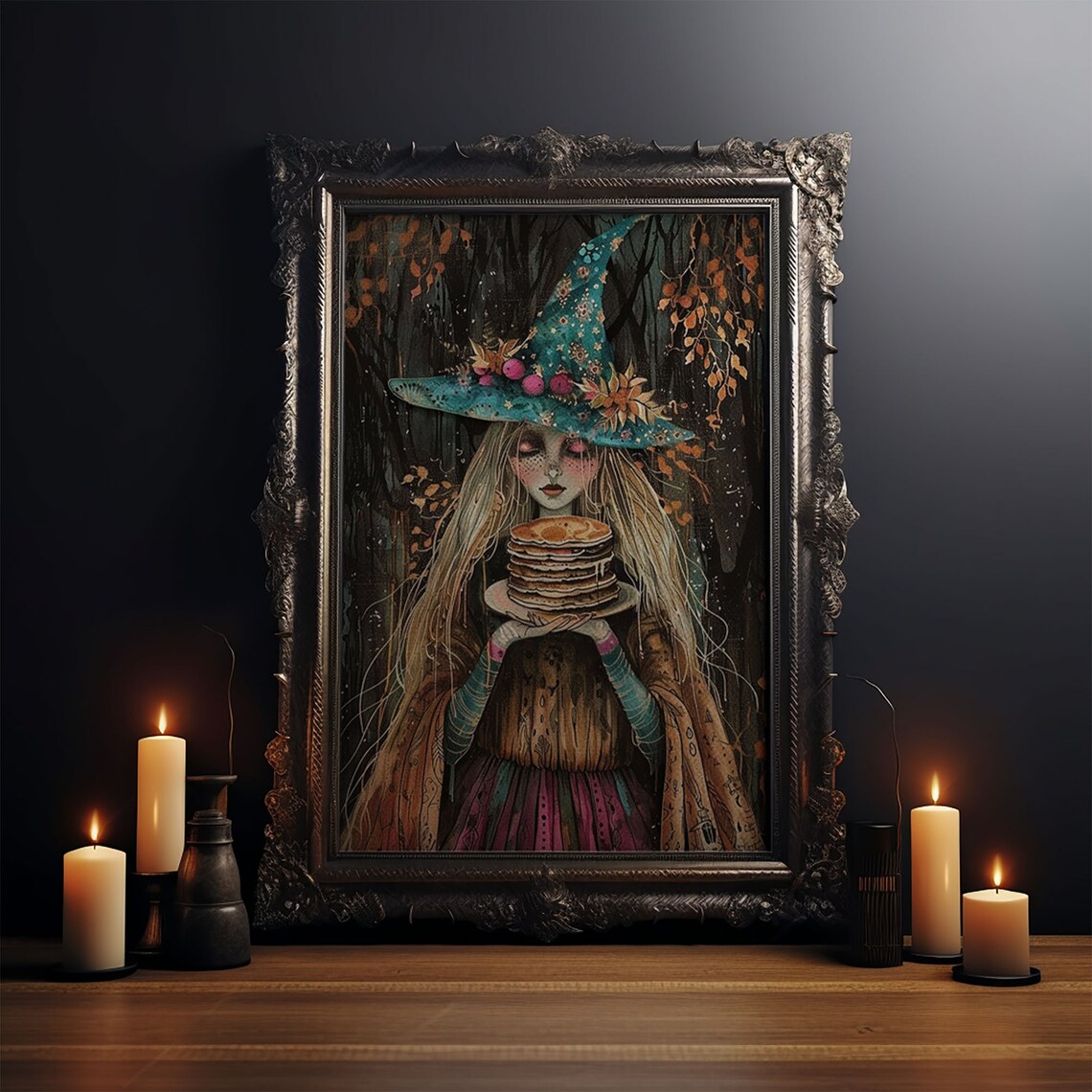 The Witch and Her Pancakes, Funny Halloween Art - Image 4