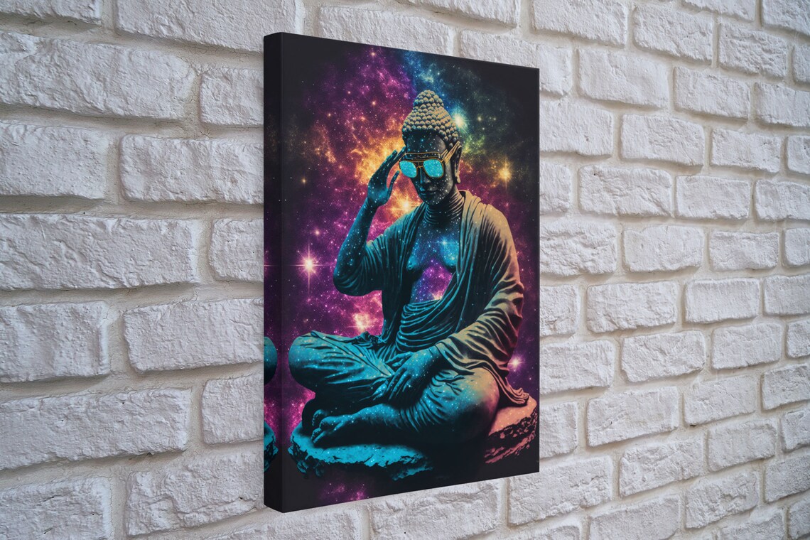 Psychedelic Buddha With Aviators Meditation Art Print - Image 4