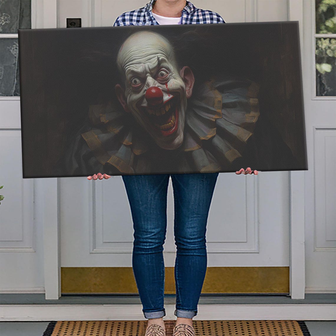 Terrifying Grinning Clown Portrait Emerging From Darkness Art Poster - Image 4
