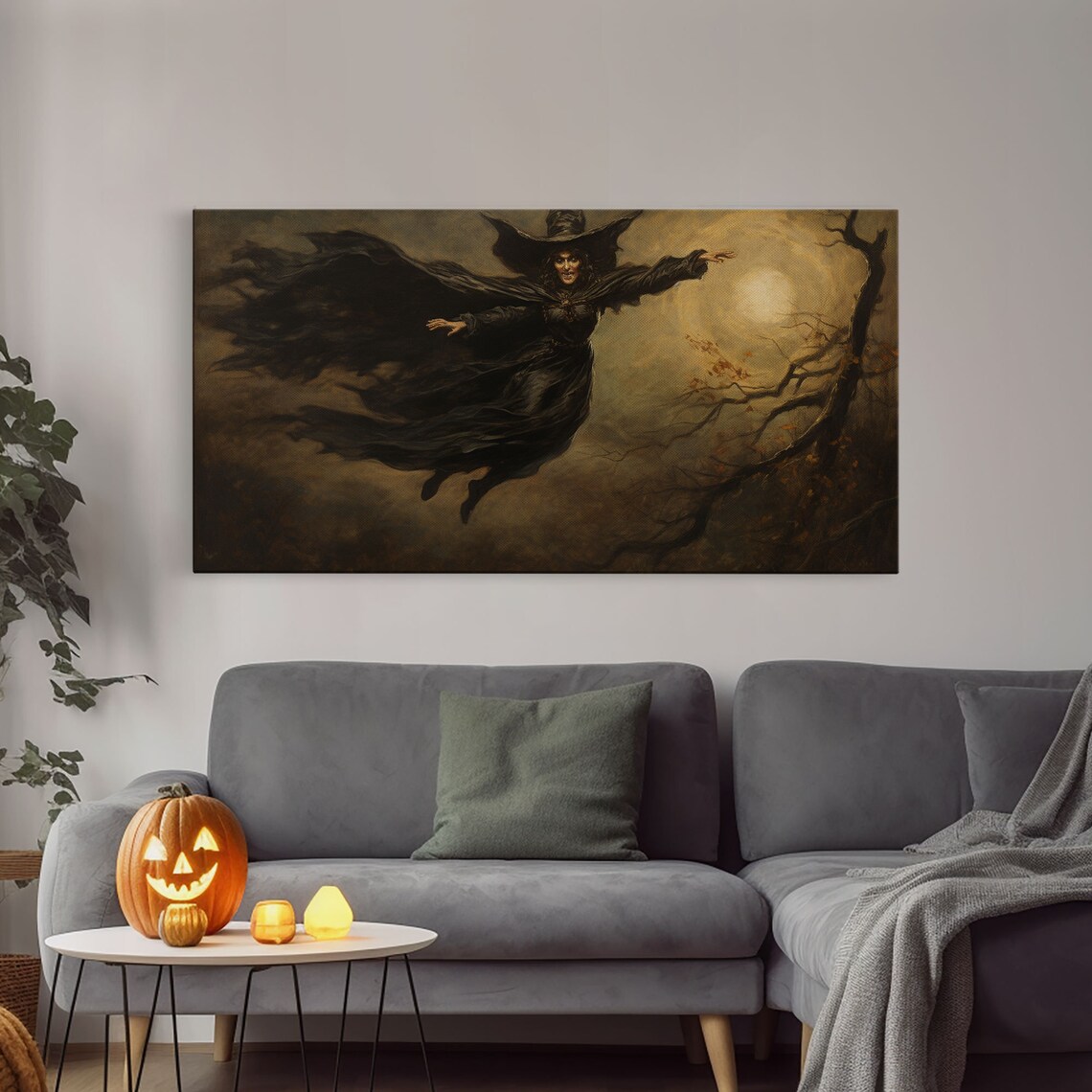 The Flying Witch Halloween Wall Art Poster Print - Image 3
