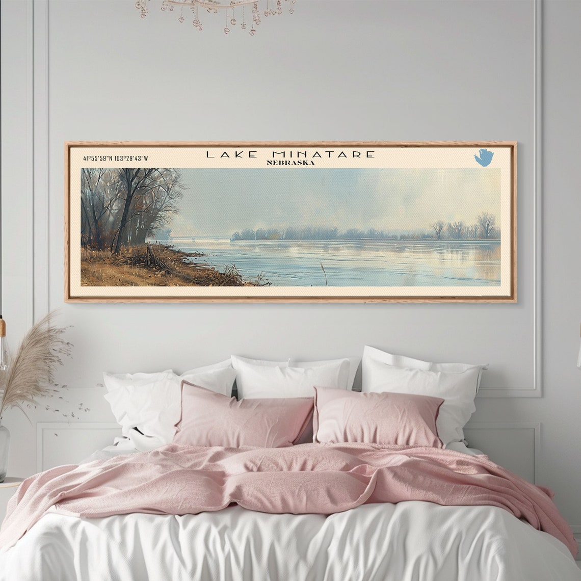 Lake Minatare Nebraska Icy Winter Shoreline Panoramic Travel Poster - Image 3
