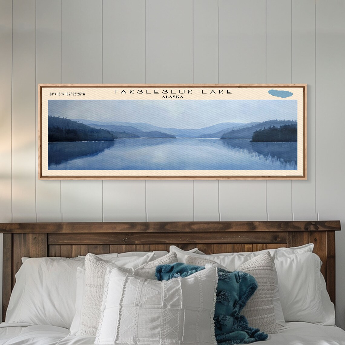 Takslesluk Lake Alaska Blue Misty Lake Forested Shores Travel Poster