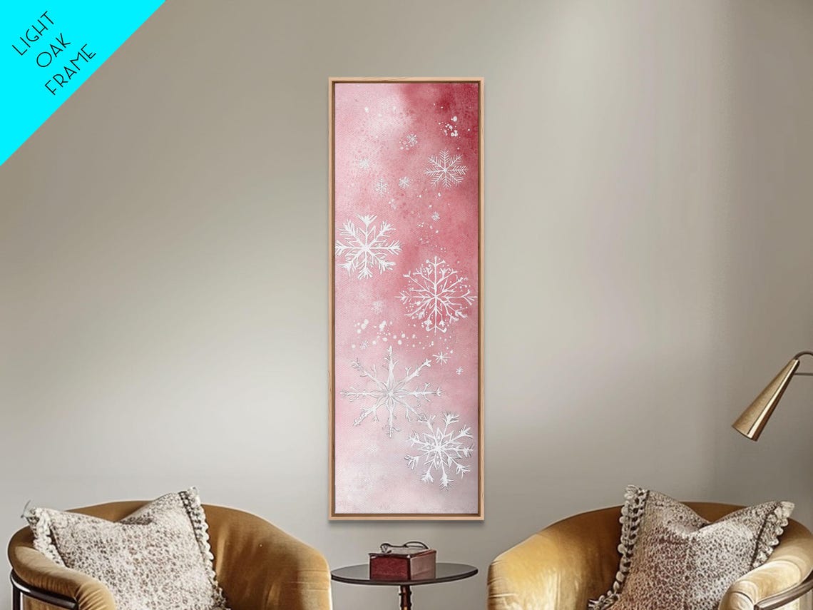 Blush Pink Snowflakes Watercolor Whimsical Winter Christmas Poster - Image 5
