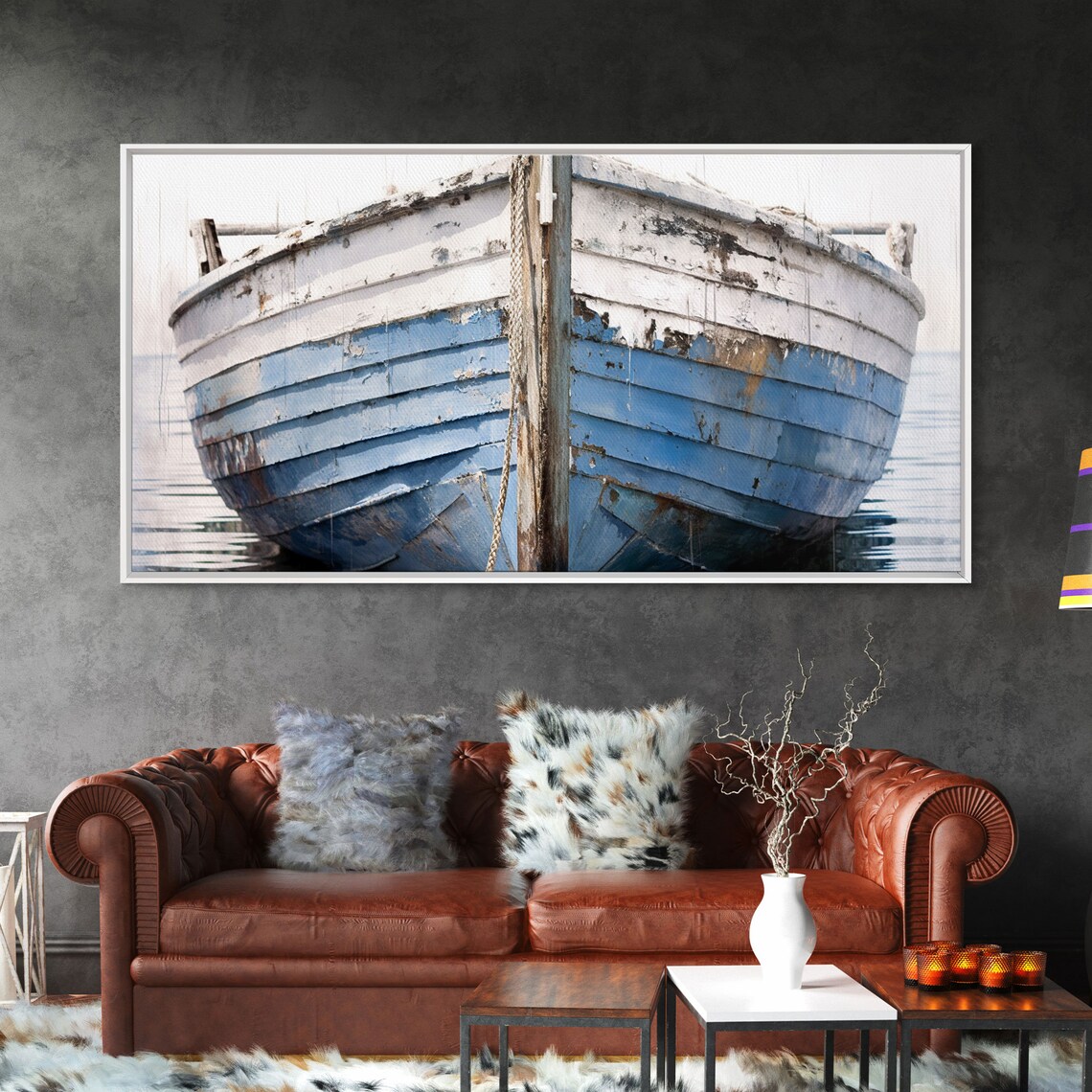 Old Wooden Ship Nautical Lakehouse Decor Art Print