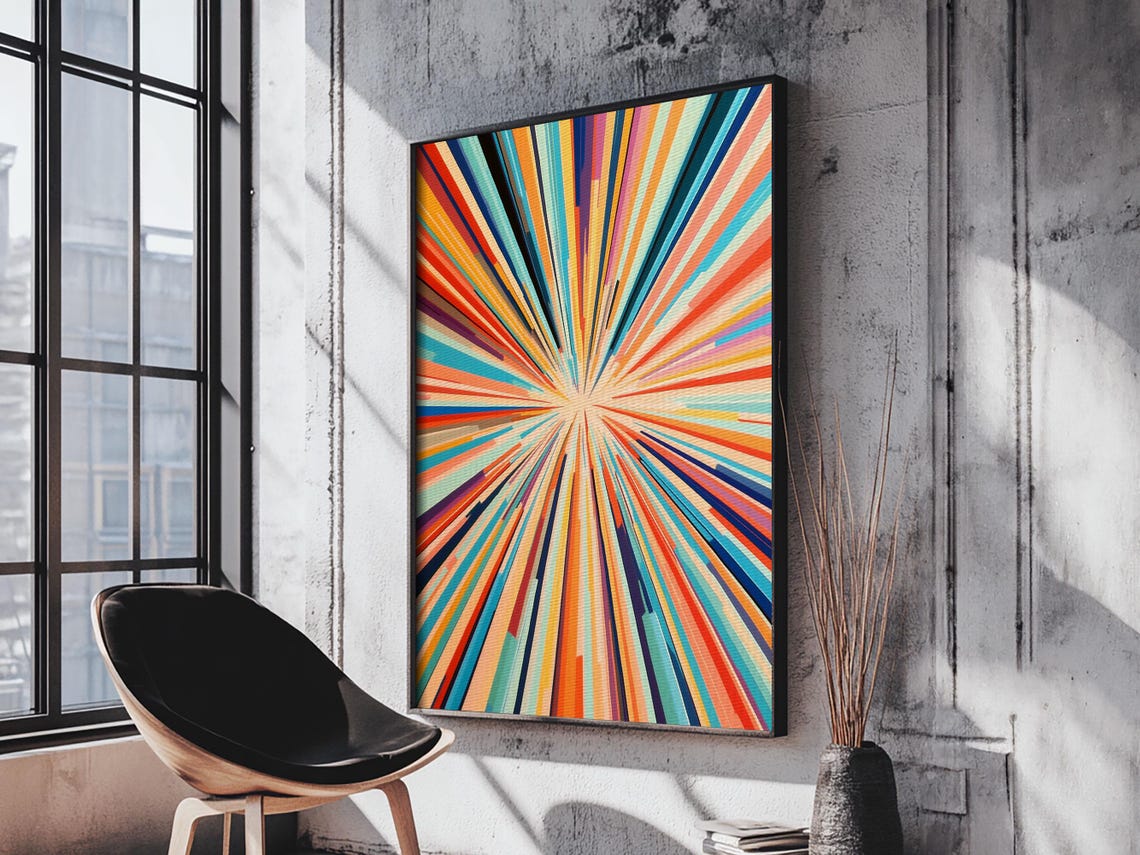 Colorful Sunburst Starburst Rays Abstract Modern Art Decor Poster - Image 2