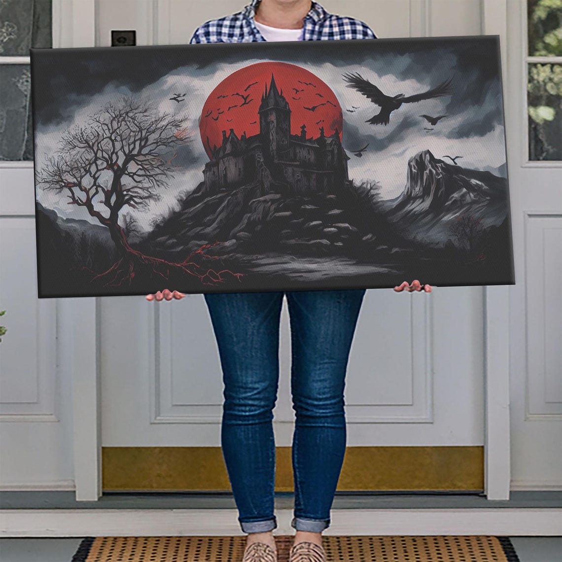 Haunted Castle Blood Moon Crows Dead Tree Gothic Horror Dark Poster - Image 4