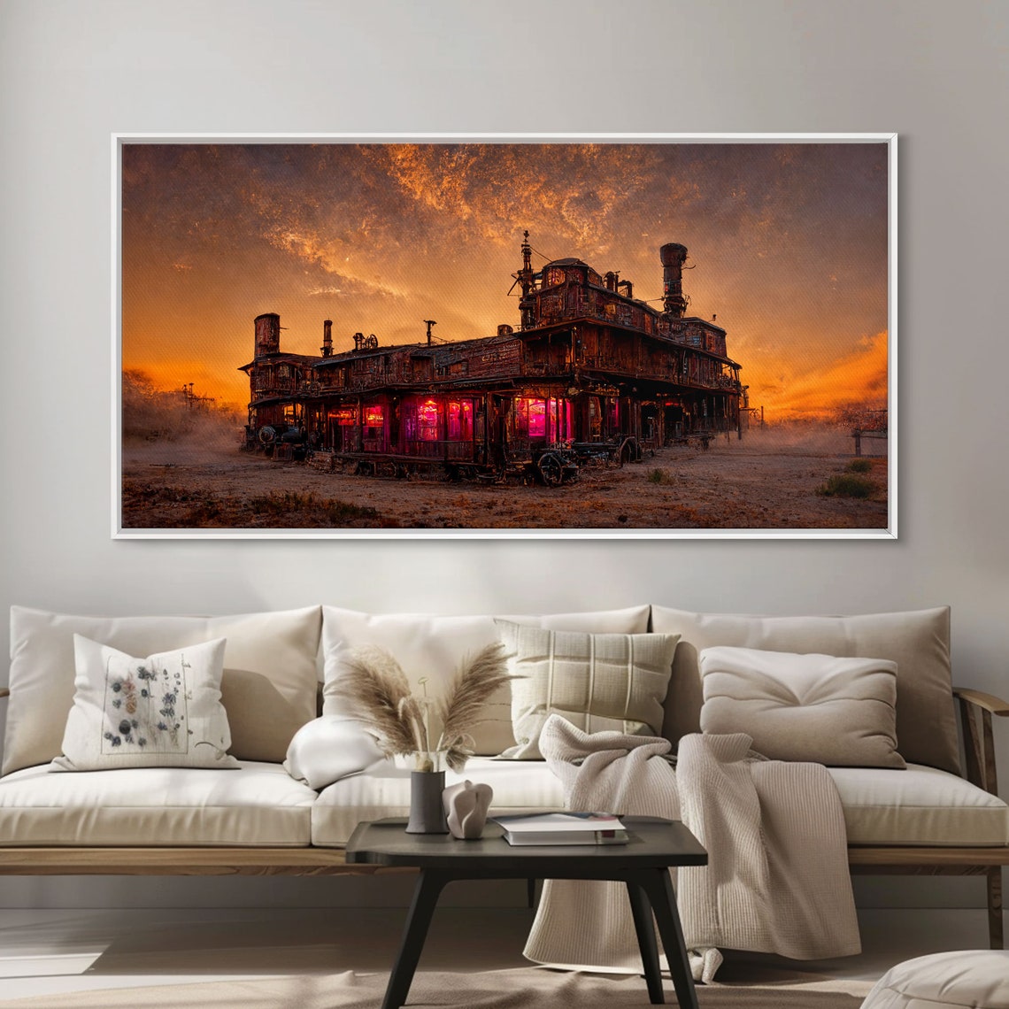 Abandoned Steampunk Wild West Saloon Desert Sunset Fantasy Wall Poster - Image 5
