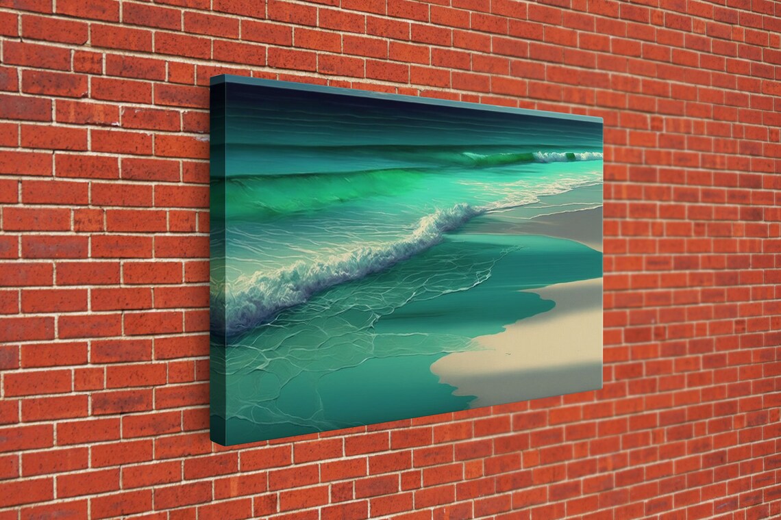 Emerald Green Waves Art Print - Image 3