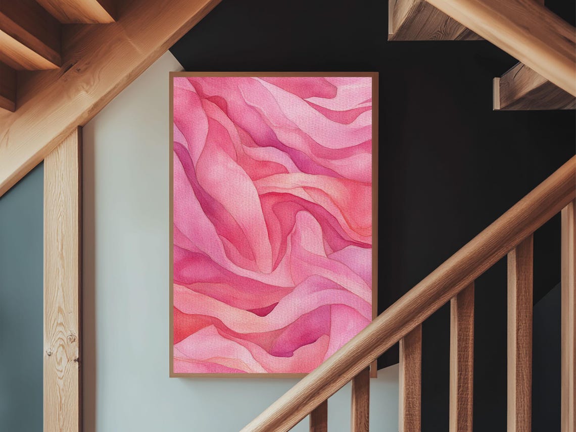 Flowing Pink Wave Abstract Minimalist Soft Feminine Art Print - Image 4
