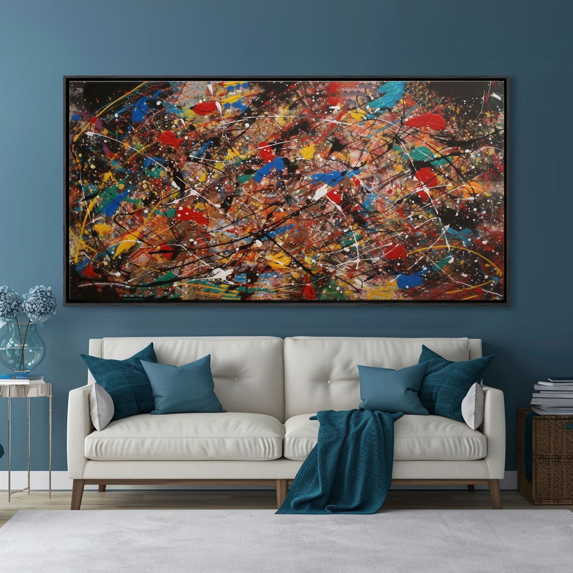 Colorful Drip Splatter Abstract Painting Modern Expressionist Poster - Image 3