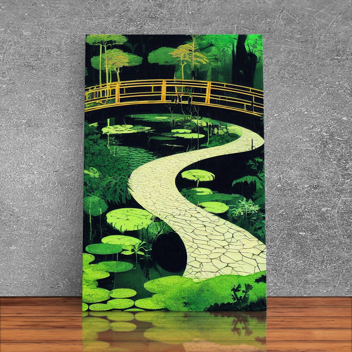 Japanese Zen Garden Abstract Art Print, Emerald Green - Image 3