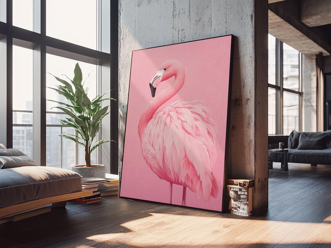 Pink Flamingo Painting Art Print, Preppy Decor - Image 2