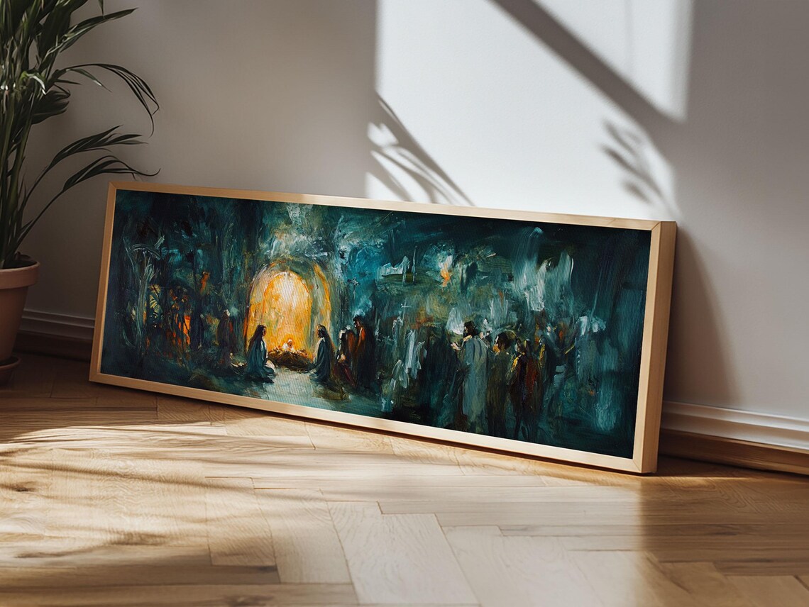 Nativity Scene Christmas Art Print, Traditional Decor - Image 3